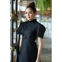 ราคา เดรสแขนกุดปักลูกไม้3ดีสีดำ (53450436431)