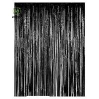 ราคา gangong1kr 10 Pack Black Metallic ผ้าม่านฟอยล์ 2M Rain Screen ผ้าม่านฮาโลวีนพื้นหลังผนังตกแต่งวันเกิดติดตั้งง่าย (50053202071)