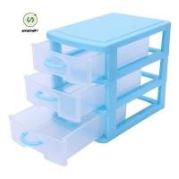 ราคา gangong1kr กล่องเก็บของพลาสติกแบบลิ้นชักโปร่งแสงขนาดเล็ก สีน้ําเงิน 3 ชั้น (27770195720)