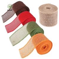 ราคา gangong1kr 5 ม้วนริบบิ้นคริสต์มาสแบบมีสายสําหรับของขวัญทําด้วยมือ DIY ริบบิ้นห่อ Burlap ริบบิ้นม้วนสีทอผ้าลินิน Rrolls ริบบิ้นคริสต์มาสตกแต่ง (48853222011)