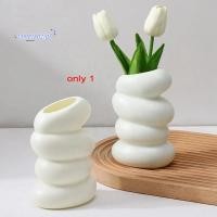 ราคา พลาสติกเกลียวสีขาวแจกันไฮโดรโพนิหม้อแจกันตกแต่งบ้านโต๊ะตกแต่งแจกันสําหรับดอกไม้ตกแต่ง (29294142031)