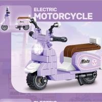 ราคา Influencer น่ารักสนุกรถจักรยานยนต์ไฟฟ้า Plug In Building Blocks รถรางขนาดเล็กปริศนา Plug In ของเล่นเด็กผู้หญิงของขวัญ (56102471169)