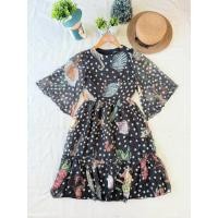 ราคา ใหม่ มือหนึ่ง งานป้าย poonyisa เดรสผ้าชีฟอง สีดำ ผ้าพิมพ์ลายจุด (47104065908)