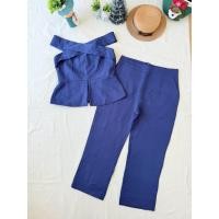 ราคา ใหม่ มือหนึ่ง งานป้าย CLT ชุดเซต สีกรมท่า เสื้อปาดไหล่ ทรงเก๋ (43327688159)