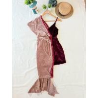 ราคา ใหม่ มือหนึ่ง งานป้าย Poonyisa เดรสทรงเก๋ๆ ผ้าลูกฟูกกำมะหยี่ (40577692549)