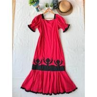 ราคา ส่งต่อ มือสอง เดรสยาวสีแดง อลังๆ แขนตุ๊กตาน่ารัก (57252839718)