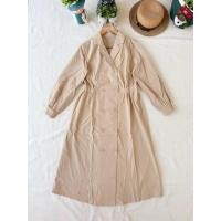 ราคา ใหม่ มือหนึ่ง เดรสแขนยาว สีกากี ทรงปกคอสูท (54855408207)