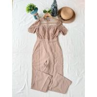 ราคา ใหม่ มือหนึ่ง งานป้าย Valley Girl จั้มสูทขายาว สีน้ำตาล ช่วงบนผ้าลูกไม้สวย (52453054634)