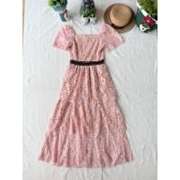 ราคา ส่งต่อ มือสอง งานป้าย chalita เดรสลูกไม้ สีชมพู (52205398997)