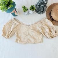 ราคา ใหม่ มือหนึ่ง เสื้อครอปแขนตุ๊กตา สีครีมสวย (51554632298)