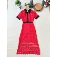 ราคา ส่งต่อ มือสอง เดรสลูกไม้สีแดง ตัดดำสวยเด่น (45554031277)