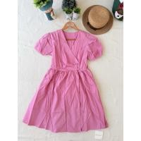 ราคา ใหม่ มือหนึ่ง เดรสทรงผูกไขว้ คอวี กระดุมหน้า (45505370463)