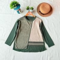 ราคา ส่งต่อ มือสอง เสื้อแขนยาว สีเขียว ตัดแต่งผ้าหนังกลับ เก๋ๆ (54902222059)