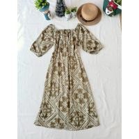 ราคา ใหม่ มือหนึ่ง เดรสผ้าลายสไตล์โบฮีเมียน สีเขียว (51104815354)