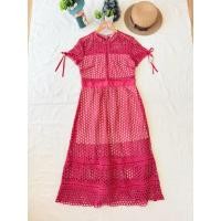 ราคา ส่งต่อ มือสอง เดรสลูกไม้ฉลุ สีแดง (43177575292)