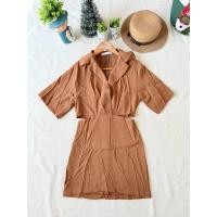 ราคา ใหม่ มือหนึ่ง งานป้าย Arista มินิเดรส สีน้ำตาล สีขาว (56854800617)