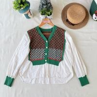 ราคา ส่งต่อ มือสอง เสื้อวินเทจเกาหลี เป็นเสื้อแขนยาวสีขาว ตัดแต่งกับเสื้อไหมพรม (40828383619)