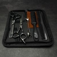 ราคา 6 5นิ้วมืออาชีพตัดผมกรรไกรชุดแบนตัดฟันเลเซอร์บางสีดําทอง (57751981441)