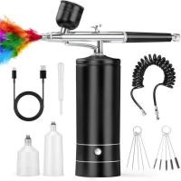 ราคา ชุดแอร์บรัชพร้อมคอมเพรสเซอร์48 ปอนด์ต่อตารางนิ้ว แรงดันสูง ไม่พ่นหมอกอากาศชุดแปรงไร้สายชาร์จด้วยหัวฉีด0 3มิลลิเมตรและแปรงทําความสะอาดสําหรับเล็บ แต่งหน้า สี (50253530624)