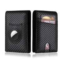 ราคา กระเป๋าสตางค์หนังสําหรับ AirTag Sleek Blocking Mens Womens Wallet Card Holder for AirTag Minimalist Stylish Design for Front Pocket Gift for Birthday Anniversary สีดํา (44754464860)