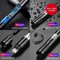 ราคา ใหม่ตัวชี้เลเซอร์สีเขียว10000เมตร ยูเอสบี ชาร์จแบตเตอรี่ในตัวไฟฉายเลเซอร์แบบพกพาพลังงานสูงจุดสีแดง (54302319015)