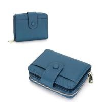 ราคา กระเป๋าใส่บัตรเครดิตซิปรักษาความปลอดภัย RFID สำหรับผู้หญิง หนังแท้น้ำเงิน (43227870830)