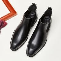 ราคา Sleeve Martin Boots Men Retro High Top ของแท้หนังธุรกิจ Square Toe British Chelsea Short Boots (43376468300)