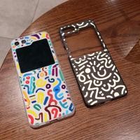 ราคา สีสัน Graffiti พิมพ์ Slim Hard Frosted เคสโทรศัพท์สําหรับ Samsung Galaxy Z Flip 6 Flip 7 Flip 5 กันกระแทก Samsung Cover (28389313192)