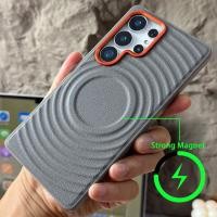 ราคา SAMSUNG 3D Wave Textureแม่เหล็กพรีเมี่ยมหนังเคสโทรศัพท์สําหรับSamsung S25 Ultra S24Ultra S25 Edge S25 S24 PlusกันกระแทกSamsung Cover (28388659859)