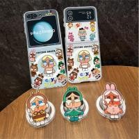 ราคา Samsung Z Flip 7 6 5 4 3 POP MART Crybaby Hard Magnetic Clear Case Magnect ที่วางโทรศัพท์สําหรับ Samsung Z Flip 3 4 5 6 กันกระแทกพร้อมขนมปังสายคล้องโทรศัพท์ (29571393091)