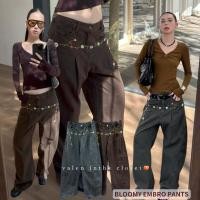 ราคา ส่งด่วน MMFISH ? ? ? ? ? ? ? ? ? ? ? ? ? ? ? ? กางเกงยีนส์ขายาวที่มีดีเทลปักลายดอกไม้รอบเอว (44070606392)