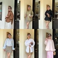 ราคา ส่งด่วน 6787 STUDIOX2 Oversize Shirt เสื้อเชิ้ตทรงโอเวอร์ไซส์ ชายโค้ง หน้าสั้นหลังยาว (40762372628)