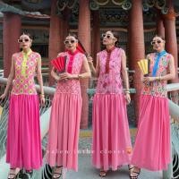 ราคา ส่งด่วน 9978 STUDIOX2 CNY Chiffon Maxi Dress เดรสกี่เพ้าแขนกุดคอจีน (40428084913)