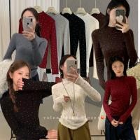 ราคา ส่งด่วน ? ? ? ? 8140 เสื้อแขนยาว ลายจุด งานผ้าไหมพรม ระบายช่วงคอและปลายแขน (56552097295)
