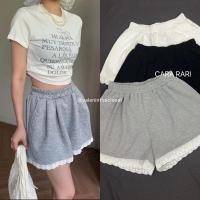 ราคา LACE SWEAT SHORTS กางเกงขาสั้นผ้าวอร์มหนานุ่ม แต่งขอบลูกไม้ แพทเทิ้ลสวย (25281838967)