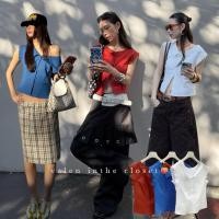 ราคา ส่งด่วน 26C012 MMFISH ? ? ? ? ? ? ? ? ? ? ? ? ? ? ? ? ? เสื้อครอปใส่แบบปาดไหล่ดีไซน์กระดุมหน้า ดีเทลลูกไม้ (49005246652)