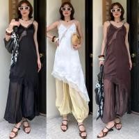ราคา ส่งด่วน 9318 STUDIOX2 LONG SATIN LACE DRESS TOP เสื้อสายเดี่ยวซาติน แต่งขอบลูกไม้ทั้งตัว ชายเฉียง (41371907527)