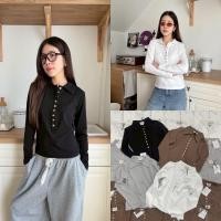 ราคา ส่งด่วน Valen Soul long stave เสื้อยืดคอปกแขนยาวกระดุมหน้า งานเบสิคสไตล์ (29742509706)