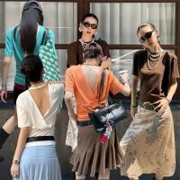 ราคา ส่งด่วน ? ? ? ? ? ? ? ? ? ? ? ? ? ? ? ? เสื้อยืดคอกลมดีไซน์สุดจึ้ง ด้านหลังเว้า ดีไซน์ไขว้สวยมากๆ (27484940684)