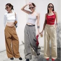 ราคา ส่งด่วน amuse pants กางเกงขายาวเอวสูงจับจีบหน้า เอวตะขอ ด้านหลังแต่งกระเป๋า (27019151966)