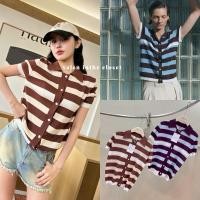 ราคา ส่งด่วน ZR Stripe polo เสื้อคอปกโปโล ผ้าทอลายริ้ว จับคู่โทนสีได้ละมุนเกาหลีเกาใจสุดๆ (26735952770)