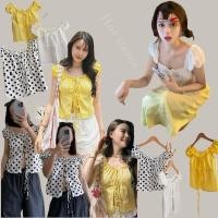 ราคา ส่งด่วน เสื้อโบว์หน้า เนื้อผ้าลินิน แขนย่นตุ๊กตาใส่เกาะไหล่หรือเปิดไหล่ก็ได้ ทรงน่ารัก (25444222484)