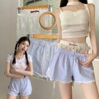 ราคา พร้อมส่ง MM กางเกงขาสั้นลายทาง แต่งชายลูกไม้ด้านข้างติดโบว์ น่ารักมาก (25132028618)