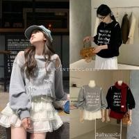 ราคา ส่งด่วน WG WE 2440 mini bow เสื้อสเวตเตอร์แขนยาวคอกลมเว้าไหล่ แต่งโบว์จิ๋ว (24637927569)