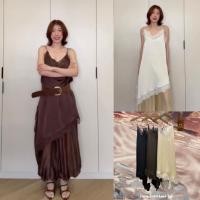 ราคา ส่งด่วน 9966 STUDIOX2 LONG SATIN LACE DRESS TOP เสื้อสายเดี่ยวซาติน แต่งขอบลูกไม้ทั้งตัว ชายเฉียง (40618241303)