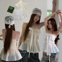 ราคา ส่งด่วน 5832 ? ? ? ? ? ? ? ? ? ? ? ? ? ? ? ? เสื้อเกาะอกระบาย ดีเทลผูกโบว์ตัวนี้ที่สุดของความละมุน (42258808566)