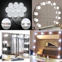 ราคา กระจกไฟแต่งหน้า ไฟแต่งหน้า ไฟติดกระจก ปรับสีได้3สี pack 10led Mirror Lights (57601193654)