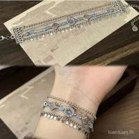 ราคา สินค้าใหม่ 2025 พู่สร้อยข้อมือ Hanfu สไตล์โบราณ ดีไซน์เรโทร กราเดียสบลูลวดลายดอกไม้ฝังเงิน (40757717680)