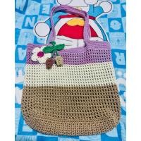 ราคา กระเป๋าถักงาน Handmade สีม่วง ขาว ครีม (29243093448)