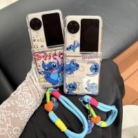ราคา ฝาหลังสําหรับ OPPO Find N3 N2 Flip Case Happy Love Stitch สายคล้องมือเชือกป้องกัน Hard Pc กันกระแทกเคสโทรศัพท์ (28842608587)